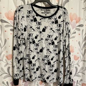 Women large unique light grey French bulldog long sleeve by five paint industry